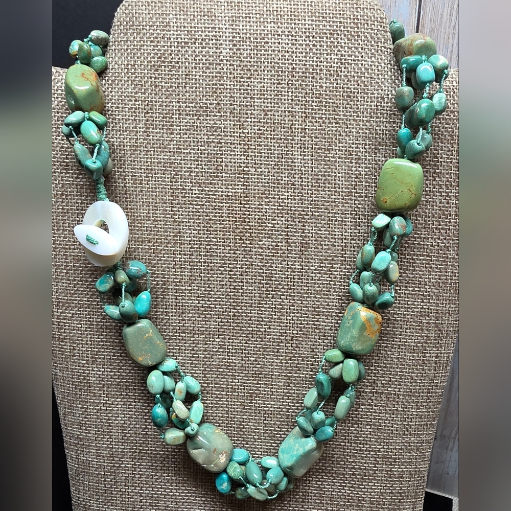 Campo Frio Turquoise Multi Strand MOP Toggle Necklace